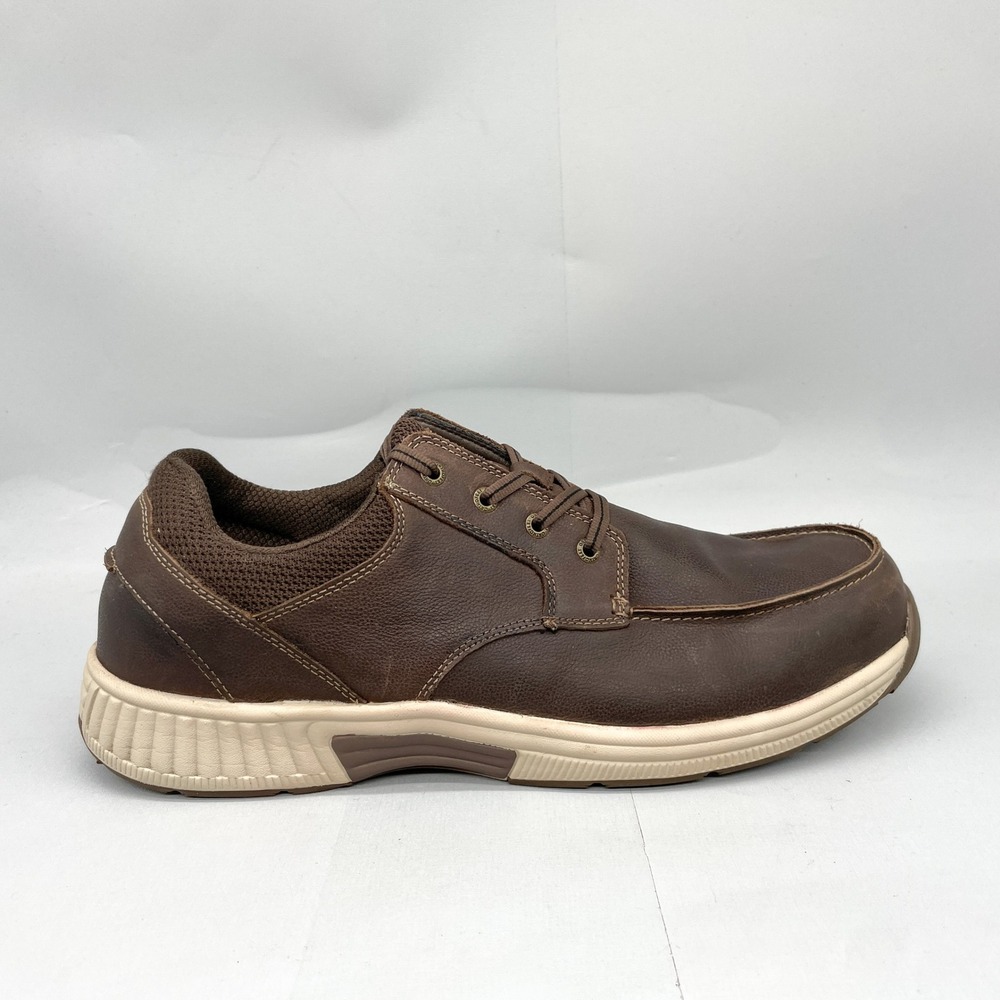 OrthoFeet Leo Mens 14 2E Wide Brown Leather Walking Shoes Comfort Casual